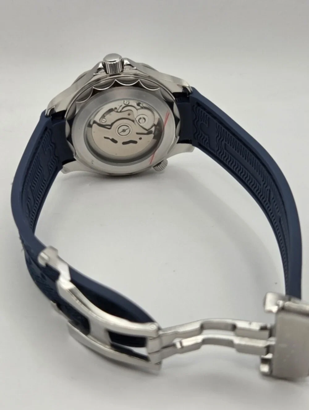Custom MOD. NH35 movement. Men's Navy Blue and White Sports Dive Watch